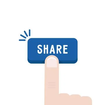 Blue share button with forefinger Stock Illustration