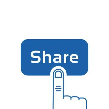 Blue share button with linear hand Stock Illustration
