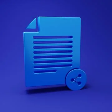 Blue Share file icon isolated on blue background. File sharing. File transf.. Illustrazione stock
