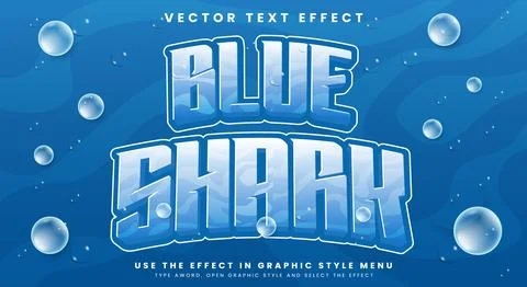 Blue Shark editable text effect template Stock Illustration