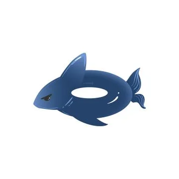 Blue shark inflatable ring - pool water safety equipment in the shape of a fish Illustrazione stock