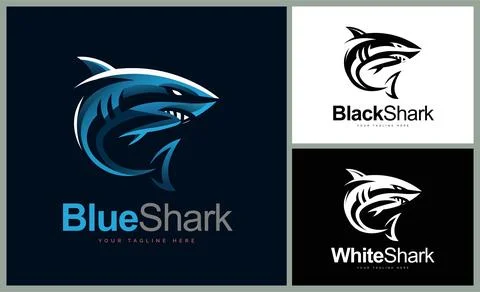 Blue shark logo template design for brand or company and other Stock Illustration