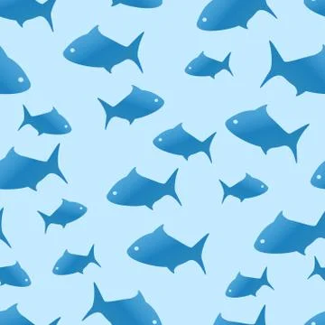 Blue shark seamless pattern vector Illustrazione stock