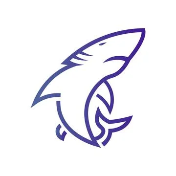 Blue sharp fierce shark logo Stock Illustration