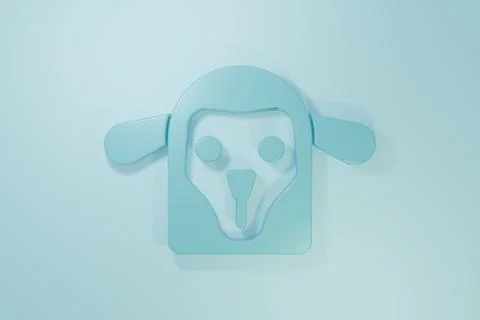 Blue Sheep head icon isolated on blue background. Animal symbol. Minimalism.. Stock Illustration