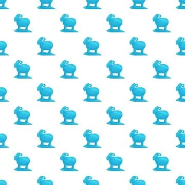 Blue sheep ram pattern on white background Stock Illustration