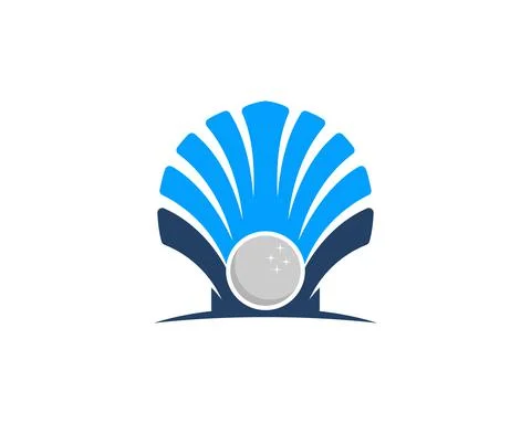 Blue shell with pearl in the middle Illustrazione stock