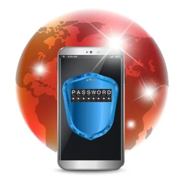 Blue shield  and smartphone Illustration