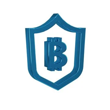 Blue Shield with bitcoin icon isolated on transparent background. Cryptocur.. Stock Illustration