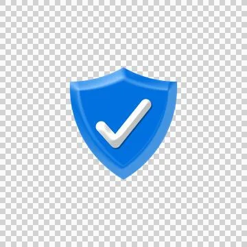 Blue Shield with Check Mark Icon Secure Verified Symbol PNG Stock Illustration