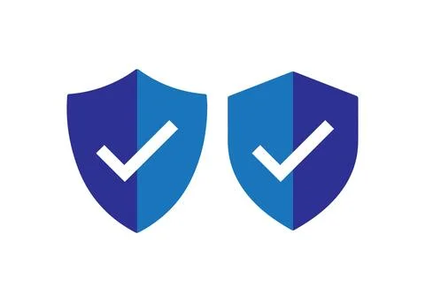 Blue Shield Check Mark Icons Security Verification Vector Set Stock Illustration