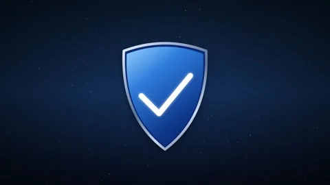 Blue Shield With Checkmark Icon Cybersecurity and Data Protection Concept Stock Footage 347966147