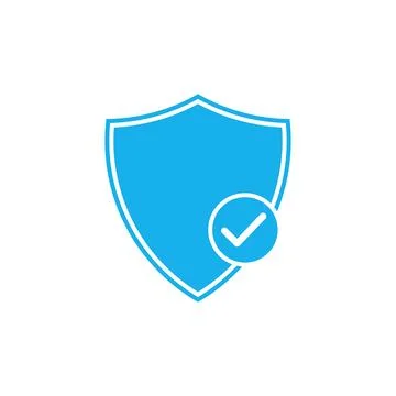 Blue Shield with Checkmark Icon Representing Security and Verification Ilustração Stock