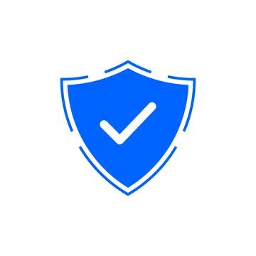 Blue Shield with Checkmark Icon Representing Verified Security Privacy 库存插图