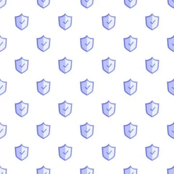 Blue shield checkmark seamless pattern for security Stockillustratie