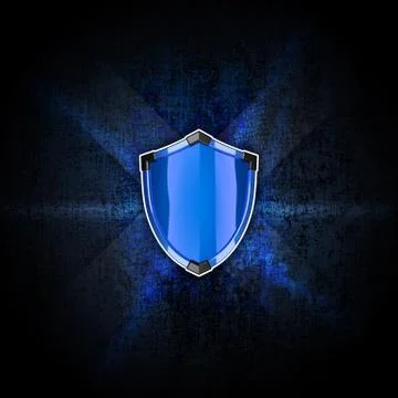 Blue shield on the dark background 스톡 일러스트