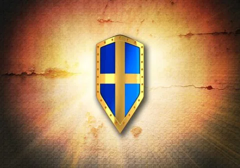 Blue shield on the dark background Stock Illustration