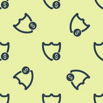 Blue Shield with dollar symbol icon isolated seamless pattern on yellow bac.. 스톡 일러스트