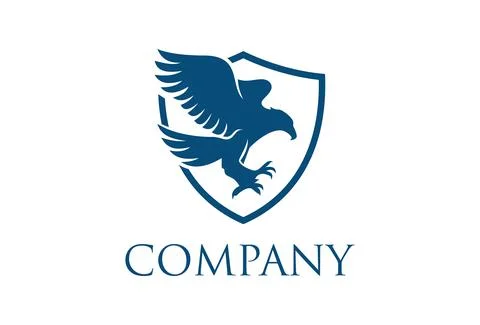 Blue Shield Eagle Logo Design	 Stock Illustration