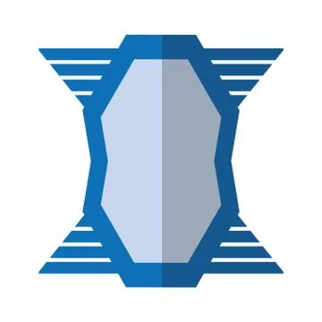 Blue shield emblem winged shape geometric badge shadow Stock Illustration