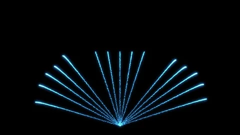Blue Shield Fan Firework Spread with Bright Spark Streams Stock Footage 321089141