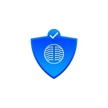 Blue Shield Icon with Check mark and Circuit Pattern Representing Security Stock Illustration