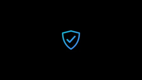 Blue Shield Icon with Checkmark Animation on Black Background Security and .. Video stock 342751638