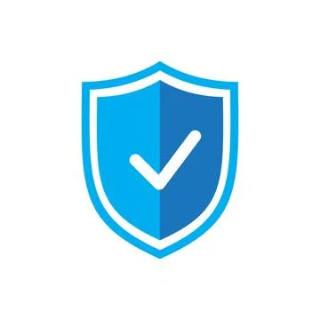 Blue Shield Icon with Checkmark Stock Illustration