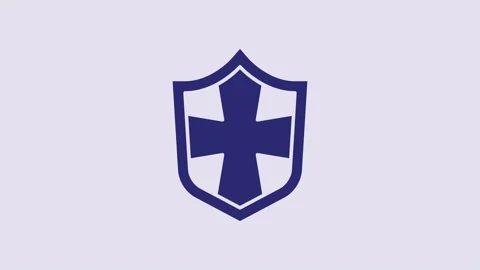 Blue Shield icon isolated on purple Stock Video Pond5