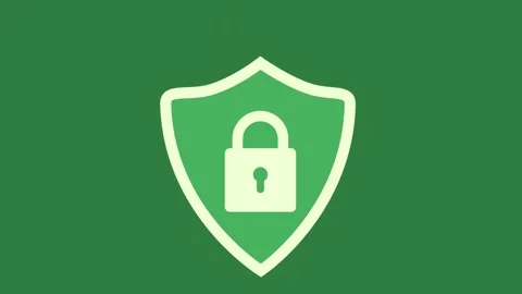 Blue shield icon on lock it isolated on green screen background Stock Footage 336967475