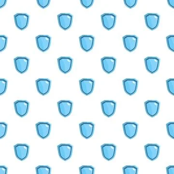 Blue shield icons creating a safety seamless pattern Stock Illustration