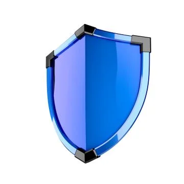 Blue shield isolated on the white background Illustrazione stock