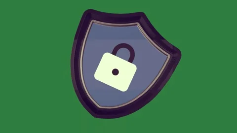 A blue shield with lock and padlock green screen composition creative Stock Footage 335696780