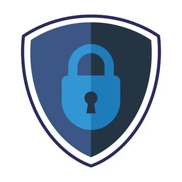 Blue Shield With Padlock Icon security protection Stock Illustration