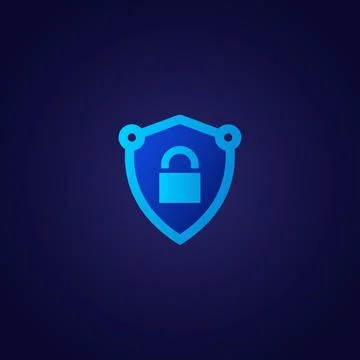 Blue Shield with padlock illustration suitable for security logo Illustrazione stock