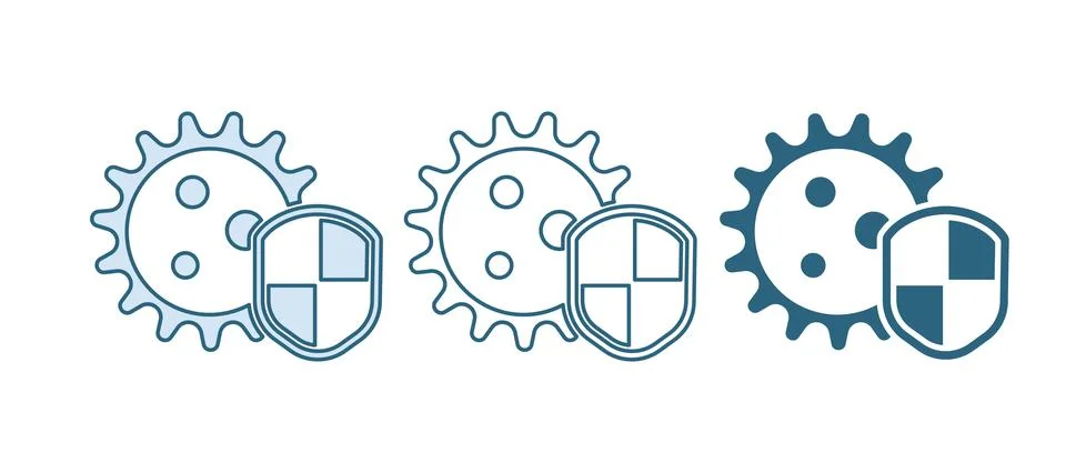 Blue Shield protecting from virus, germs and bacteria icon isolated on whit.. Stock Illustration