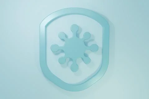 Blue Shield protecting from virus, germs and bacteria icon isolated on blue.. Stock Illustration