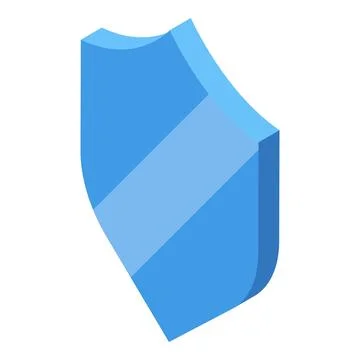 Blue shield providing protection with isometric design Stock Illustration