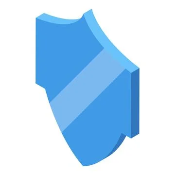 Blue shield providing security and safety, isometric icon Stock Illustration