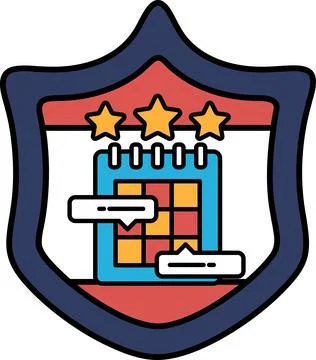 A blue shield with a red and orange border Stock Illustration