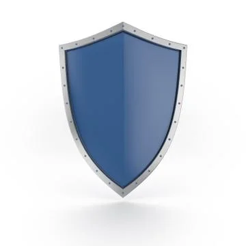 A blue shield with shiny silver border 库存插图