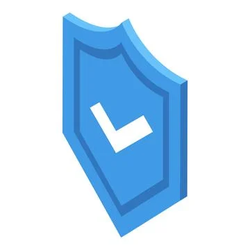 Blue shield showing check mark providing security and protection Stock Illustration