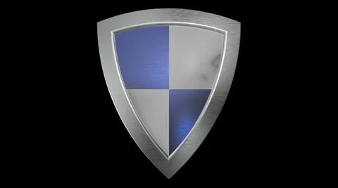 Blue shield silver medieval 3d illustration render Stock Illustration
