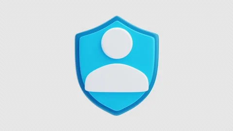 Blue shield with user profile 3d animation Stock Footage 318208873