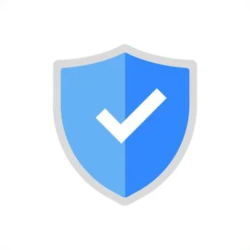 Blue shield with a white checkmark symbol Stock Illustration