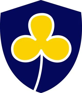 Blue Shield With Yellow Clover Leaf Stock Illustration