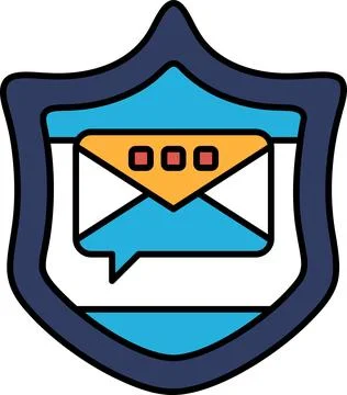 A blue shield with a yellow envelope on it Stock Illustration
