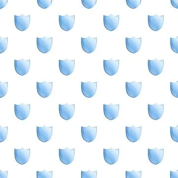 Blue shields protecting data security seamless pattern 스톡 일러스트