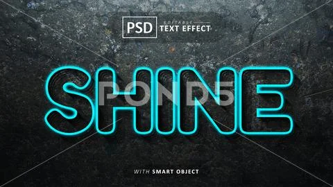 Blue shine neon style text effect editable PSD Template