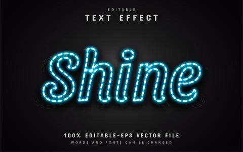 Blue shine neon text effect Stock Illustration